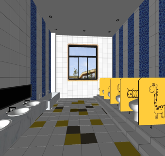 儿童卫生间su草图模型下载