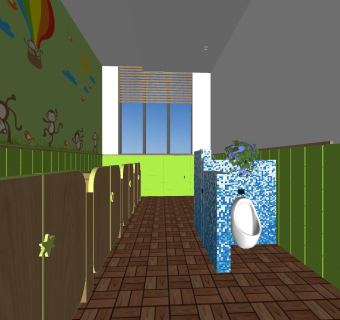 现代儿童卫生间su草图模型下载