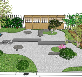 庭院景观su草图模型下载