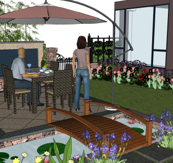 庭院景观su草图模型下载