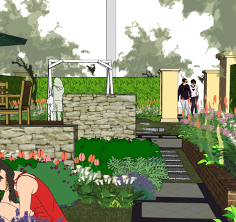 庭院景观su草图模型下载