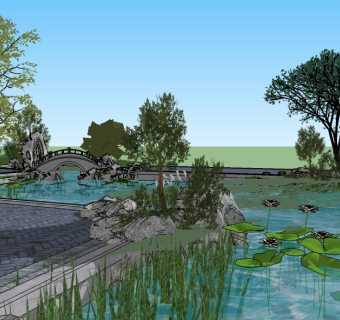 庭院景观su草图模型下载