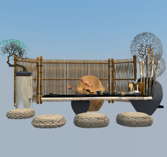 庭院景观su草图模型下载