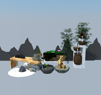 庭院景观su草图模型下载