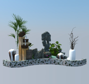 庭院景观su草图模型下载