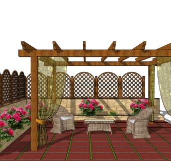 庭院景观su草图模型下载