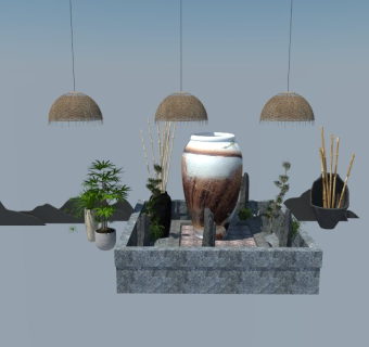 庭院景观su草图模型下载