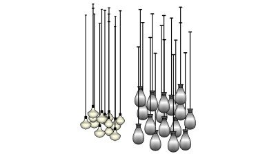 玻璃吊灯su草图模型下载