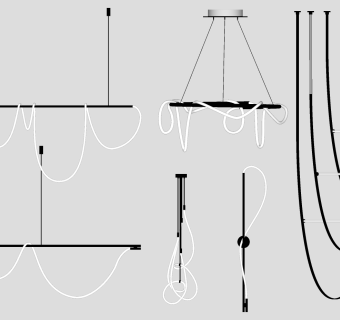 异形吊灯组合su草图模型下载