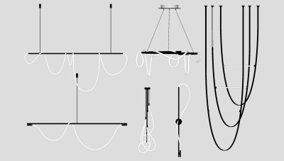 异形吊灯组合su草图模型下载
