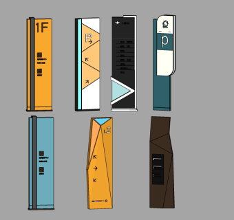 10现代商场商业指示牌导视导引导向牌su草图模型下载