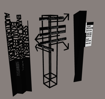 现代铁艺商业商场指示牌导视牌su草图模型下载