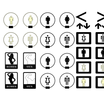 现代卫生间标识牌指示牌su草图模型下载