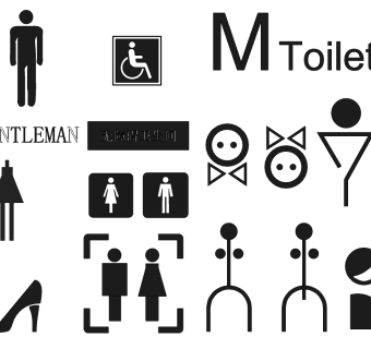 现代卫生间标识牌指示牌su草图模型下载