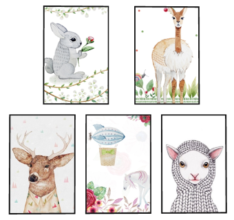 北欧卡通儿童装饰画，挂画su草图模型下载