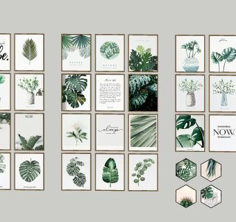 北欧植物装饰画，挂画su草图模型下载