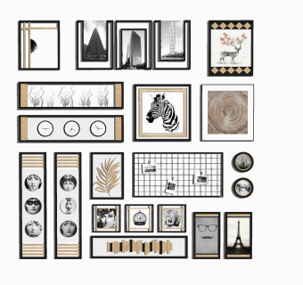 11现代北欧立体挂画，装饰画su草图模型下载