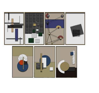 现代装饰画挂画立体画组合su草图模型下载