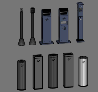 现代垃圾桶灭烟器su草图模型下载