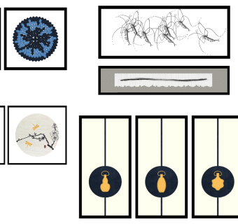 中式新中式立体派意境挂画装饰画su草图模型下载