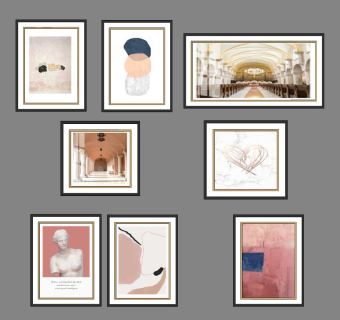 美式建筑，雕塑挂画，装饰画组合su草图模型下载