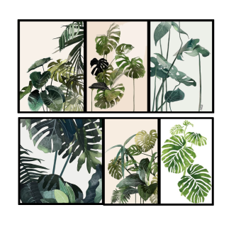 现代北欧绿植森系装饰画挂画su草图模型下载