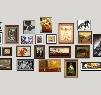 欧式古典照片墙组合挂画装饰画su草图模型下载