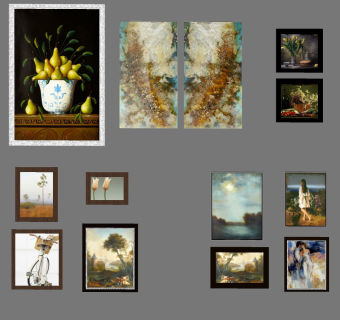 02美式欧式装饰画油画，挂画，装饰画su草图模型下载