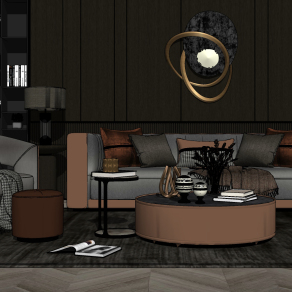 现代风格组合沙发 背景墙、吊灯su草图模型下载