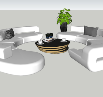 13现代圆形，弧形，异形，沙发组合SU模型下载su草图模型下载