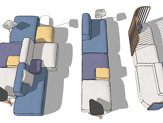15现代方块组合沙发，<em>公共</em>座椅SU模型下载su草图模型...