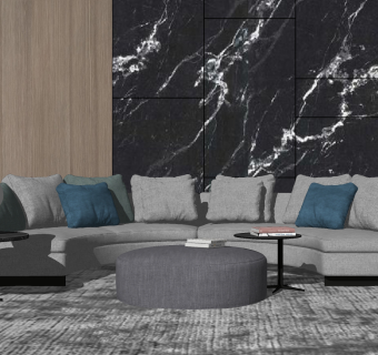 42现代圆形，弧形，异形组合沙发su草图模型下载