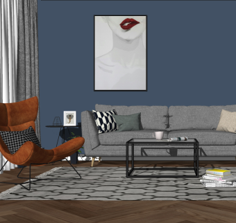 48现代北欧简约沙发组合，单人椅，大象座椅su草图模型下载