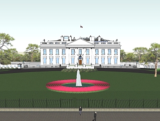 美国白宫，欧式建筑，景观，...树大门，<em>su</em>草图<em>模型下载</em>