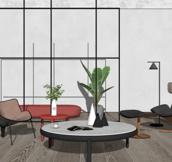 103现代极简单椅沙发吊灯 休闲椅 个性椅su草图模型下载