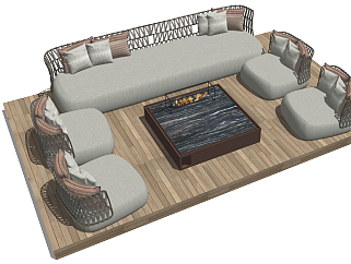 133新中式风格<em>组合沙发</em> 茶几 装饰品组合 抱枕靠枕 ...