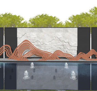 片岩水景su草图模型下载