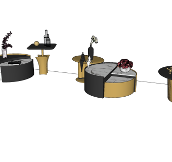 05现代茶几 茶几 装饰品 边几 床头柜su草图模型下载