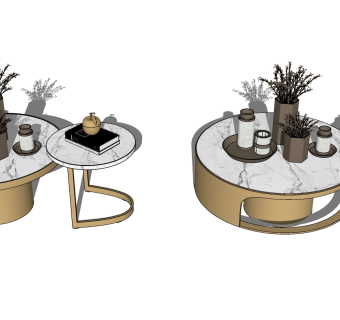 14现代轻奢茶几组合su草图模型下载