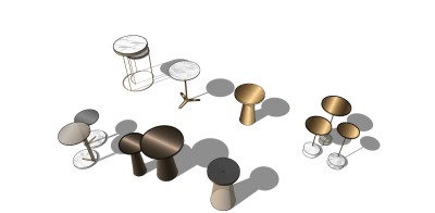 40茶几边几圆几玻璃茶几大理石茶几组合su草图模型下载