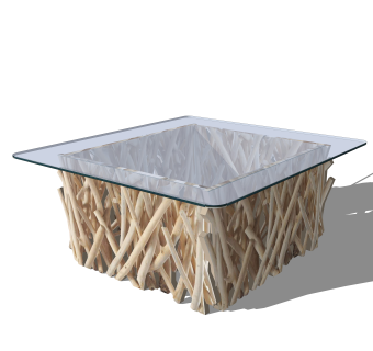 48树枝 艺术 茶几 玻璃桌 矮桌su草图模型下载