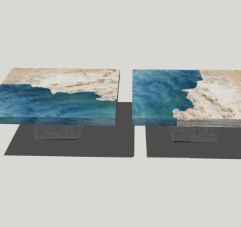 49大理石肌理茶几，艺术大理石茶几su草图模型下载