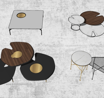 55现代轻奢茶几su草图模型下载