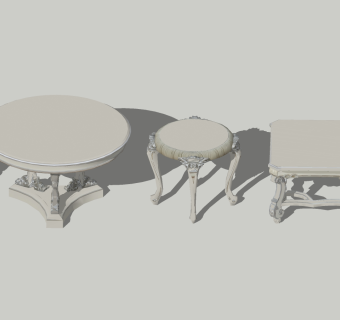63欧式古典雕花茶几 圆几su草图模型下载