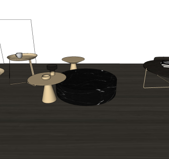 65现代简约茶几圆几合集su草图模型下载