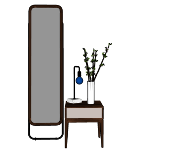 94床头柜与梳妆镜su草图模型下载