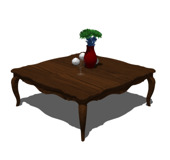 100欧式古典红木茶几矮几su草图模型下载