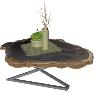 106木轮茶几 实木茶几su草图模型下载