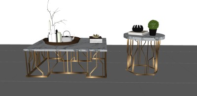 114现代金属大理石肌理茶几边几su草图模型下载