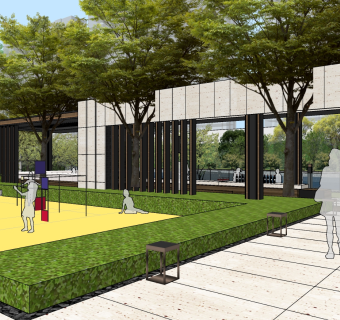 22上海万科徐泾翡翠现代中式风格，多层商业建筑，售楼处，别墅，庭院景观花园树su草图模型下载